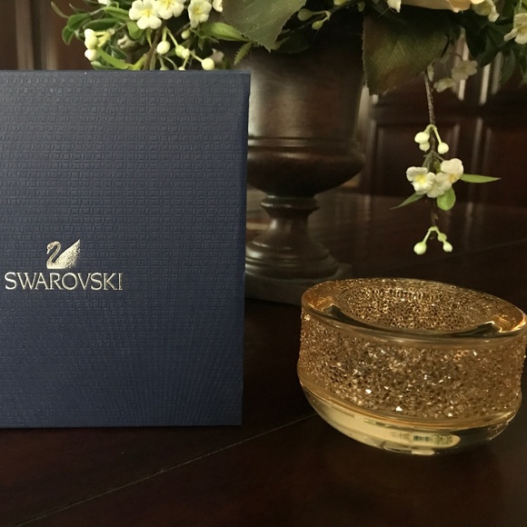 Swarovski Accents Swarovski Crystal Shimmer Tea Light Holder Gold